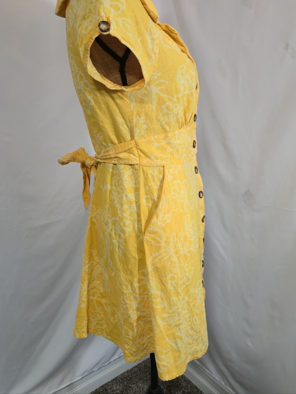 Free People Yellow Floral Button-Front Mini Dress - Picture 3 of 10